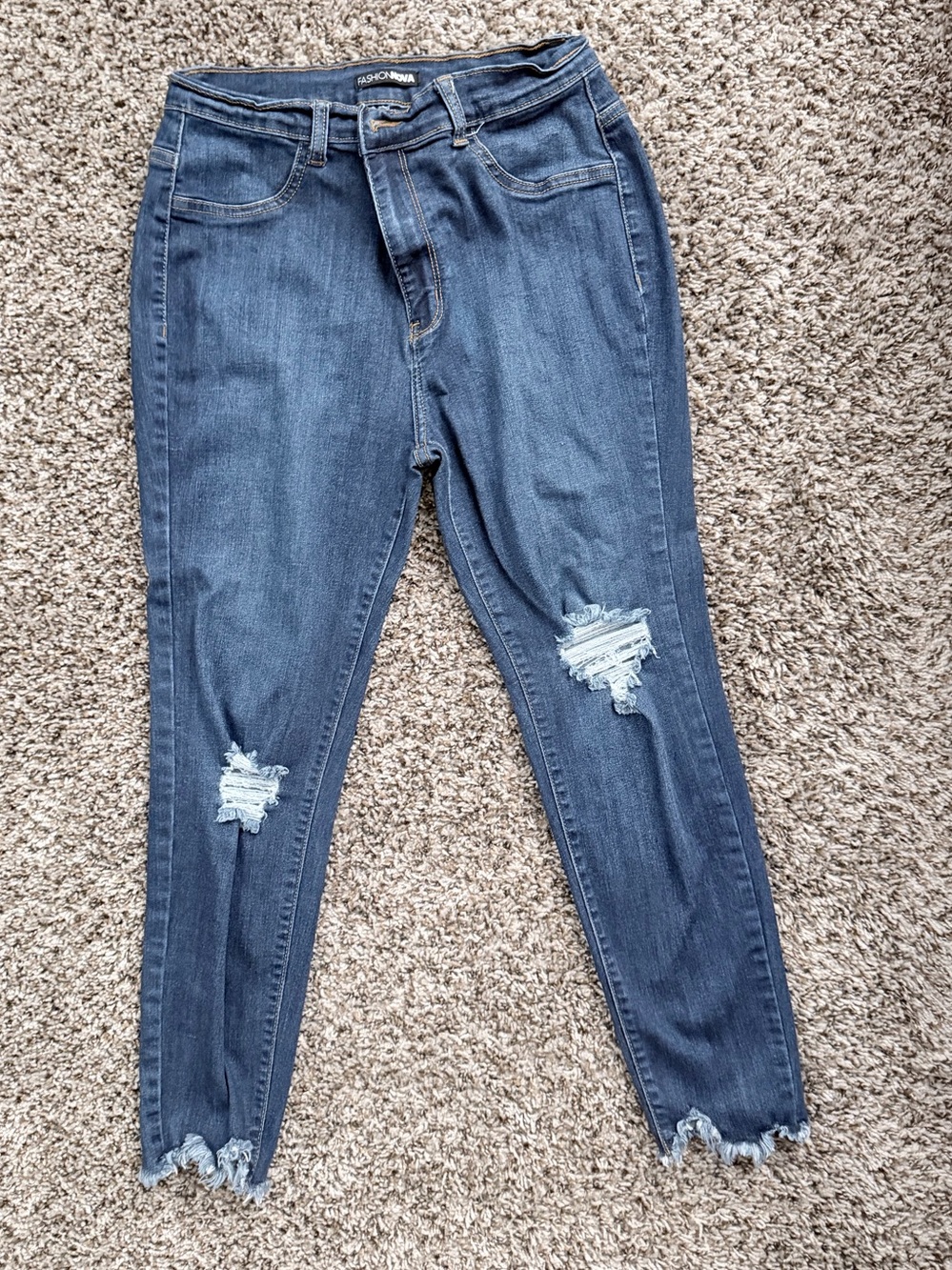 Fashion Nova Skinny Distressed Blue Jeans